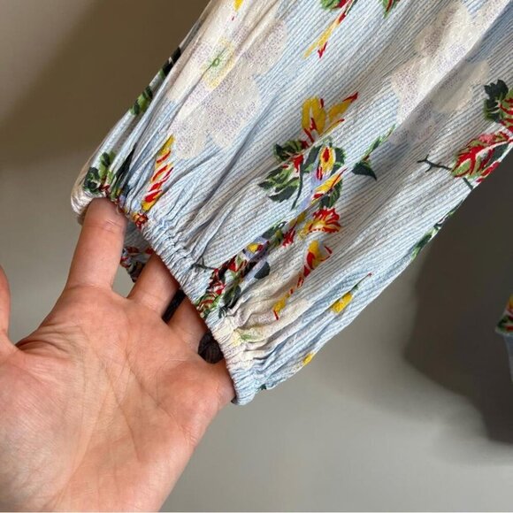 Anthropologie Maeve Womens Size 8 Boswell Blouse Light Blue Floral Lightweight - Picture 3 of 9